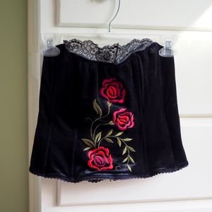 Black Velvet Corset Roses Victorian Steampunk M/L